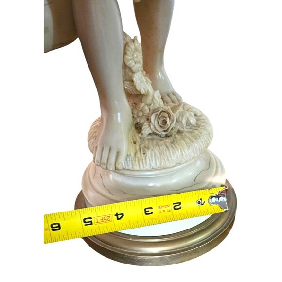 Antique Cupid Sculpture Resin Faux Ivory Resin 20" Tall Mid-Century Modern - Picture 3 of 15